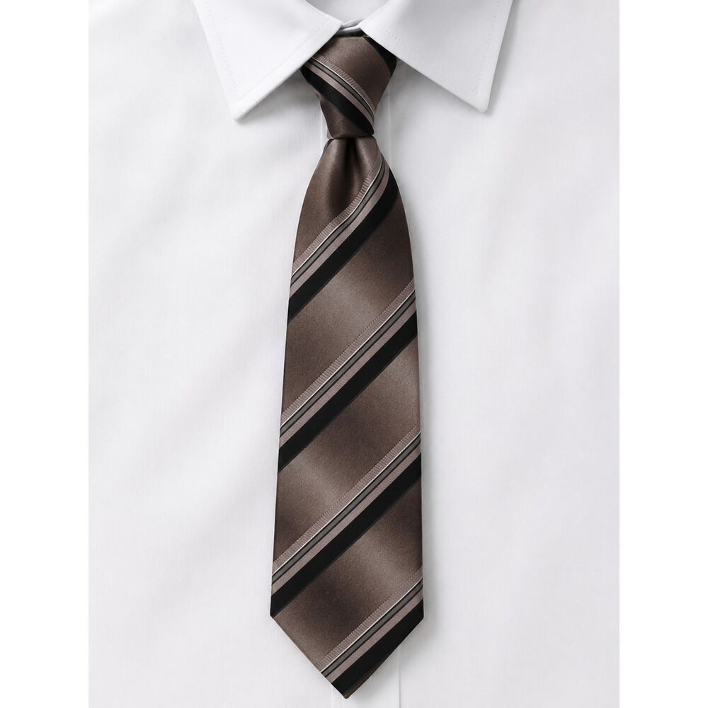 Vintage Envoy Striped Necktie Brown Taupe Black Diagonal Pattern Men's Tie